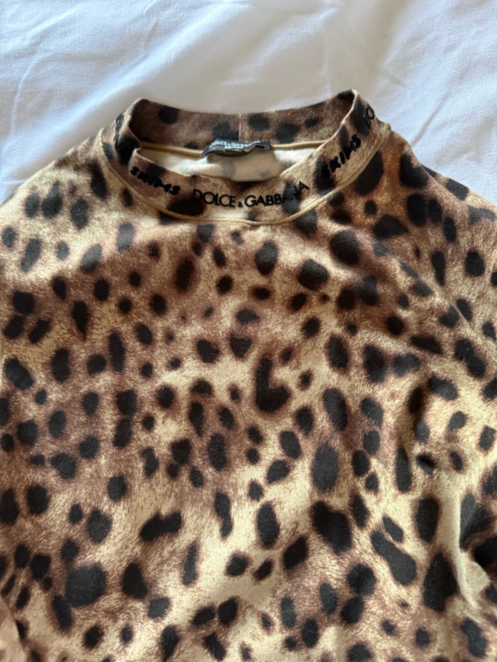 SKIMS Leopard Print Mock Neck Sweater in Brown and Black